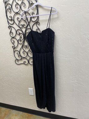 Alexa B sparkly black thin spaghetti strap gown